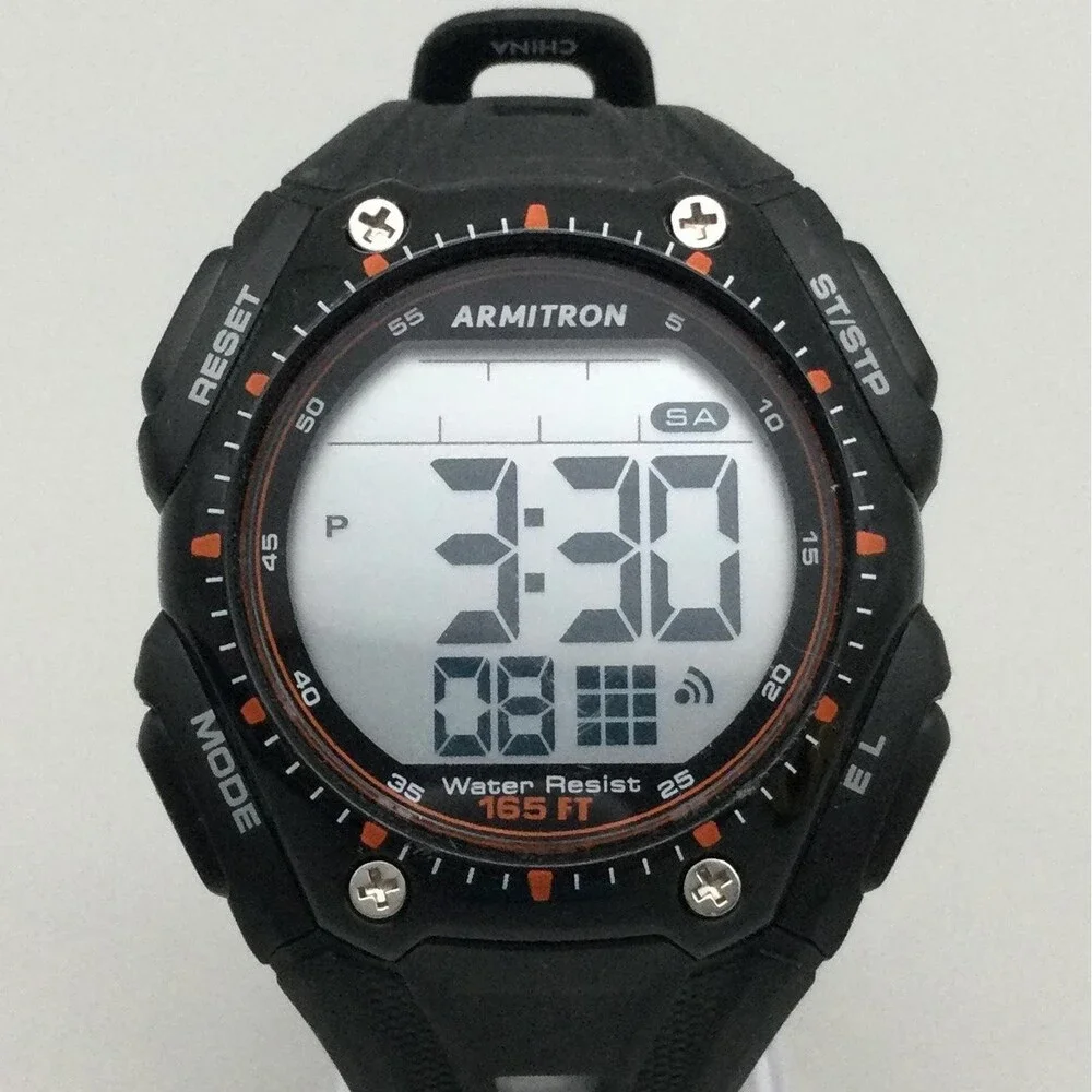 Armitron Watch Men 42mm Black Digital Alarm Chronograph Pro Sport 165FT